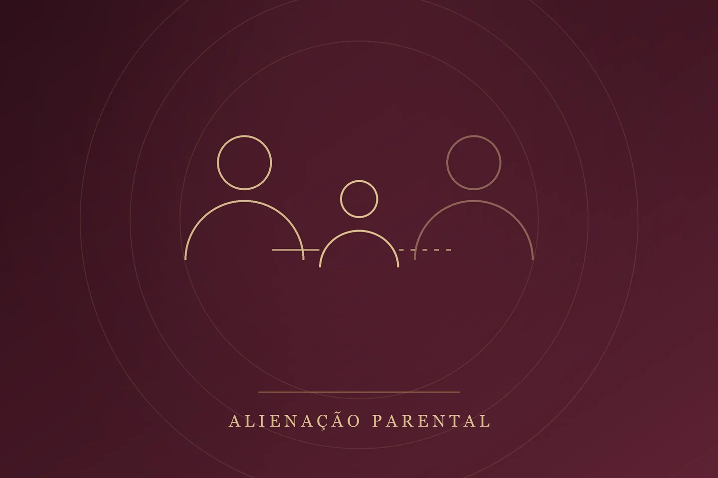 Ilustração de dois adultos e uma criança com o laço entre eles interrompido